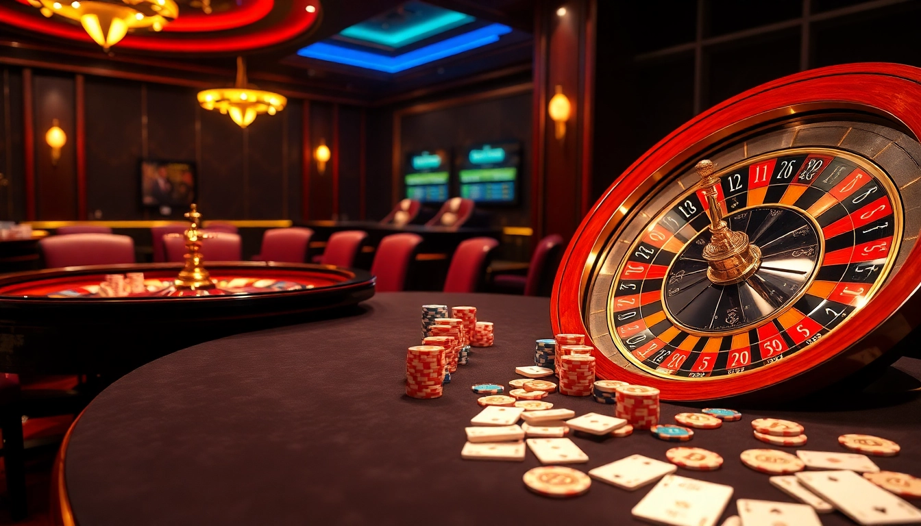 Scène captivante du casino en crypto mettant en vedette des jetons de poker colorés et des interfaces de jeu numériques.