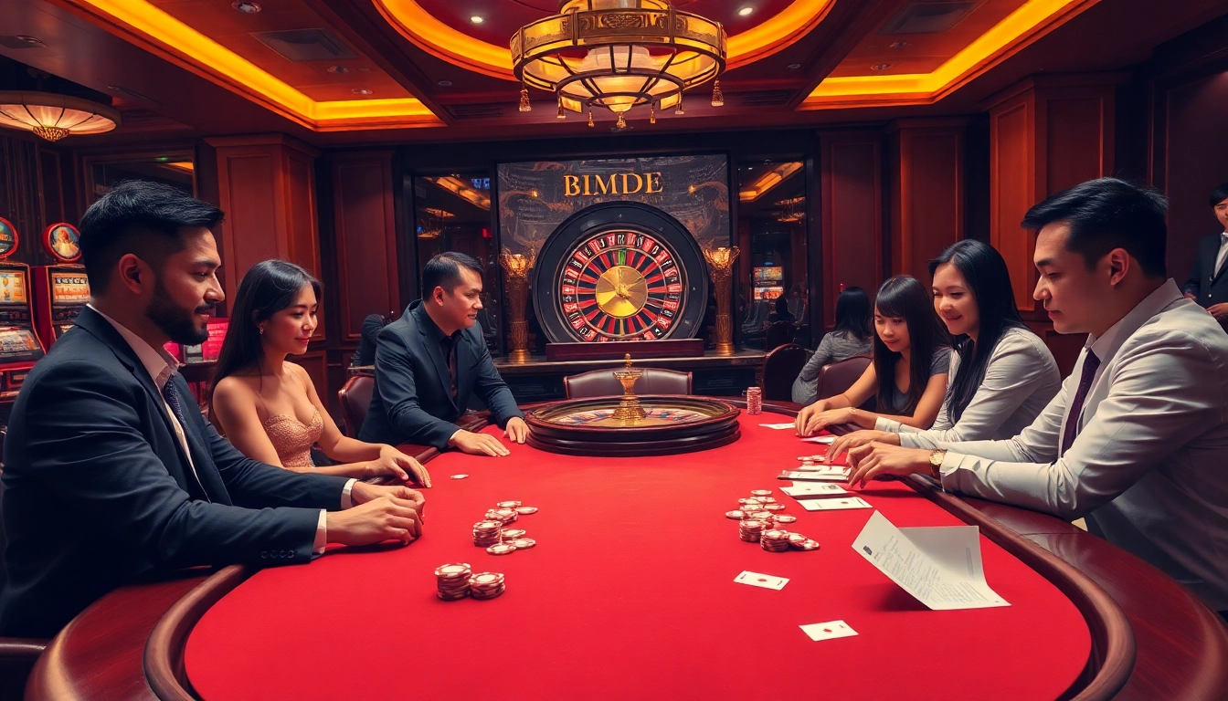 Experience thrilling gameplay at DA88 with vibrant poker chips and an exciting roulette table.